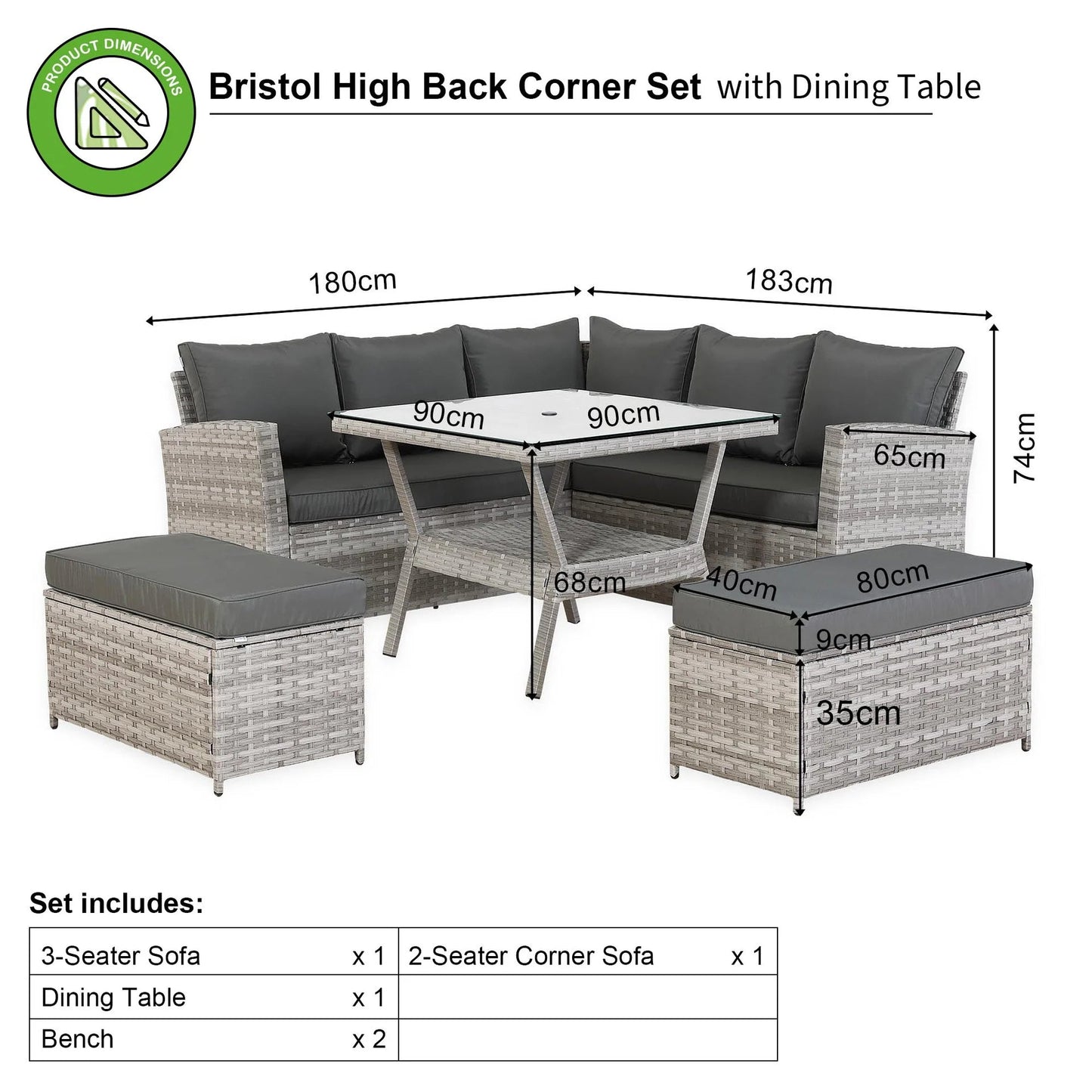 Bristol 9 Seater Rattan Garden Furniture