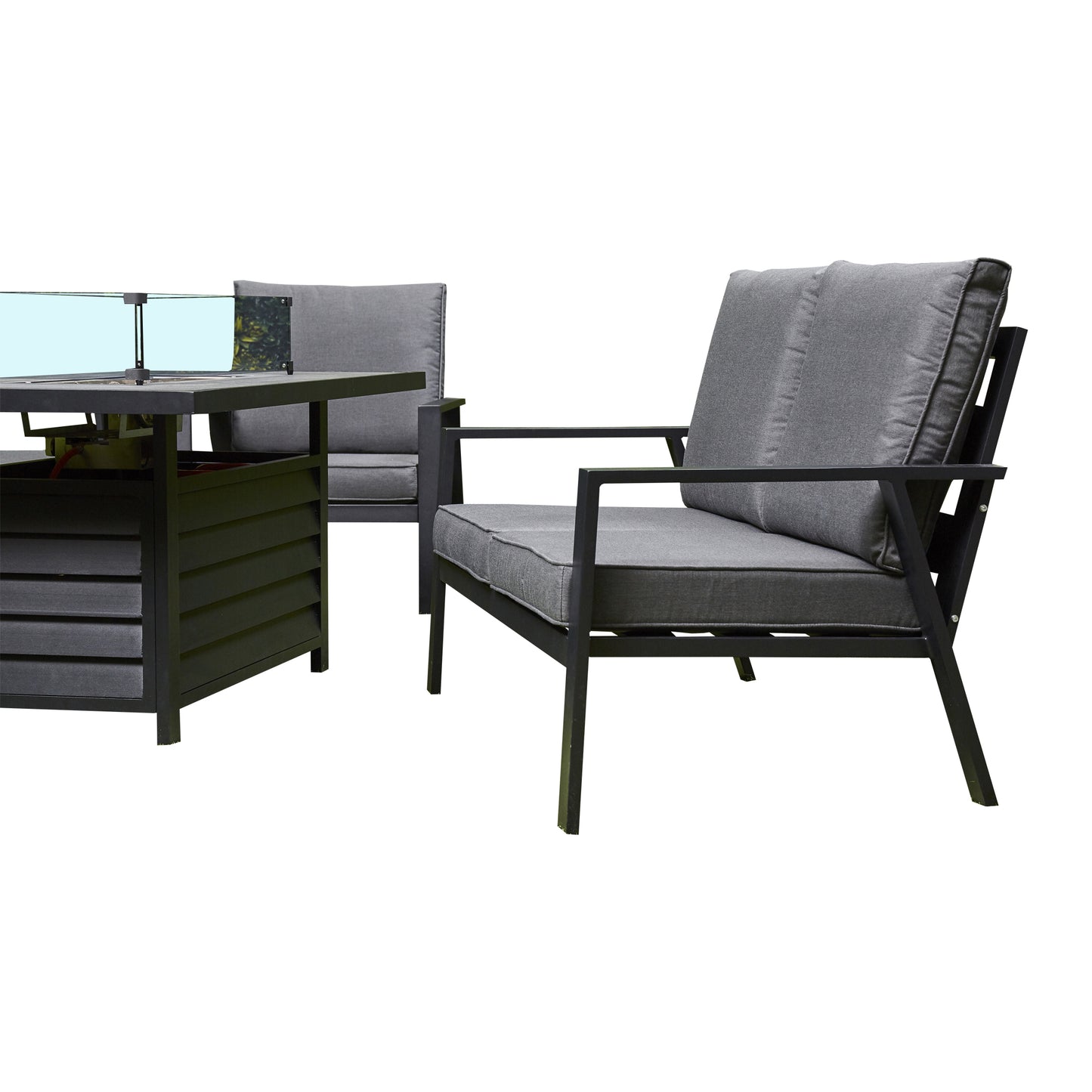 Sotogrande Aluminium Sofa Dining Set with Fire Pit - Grey