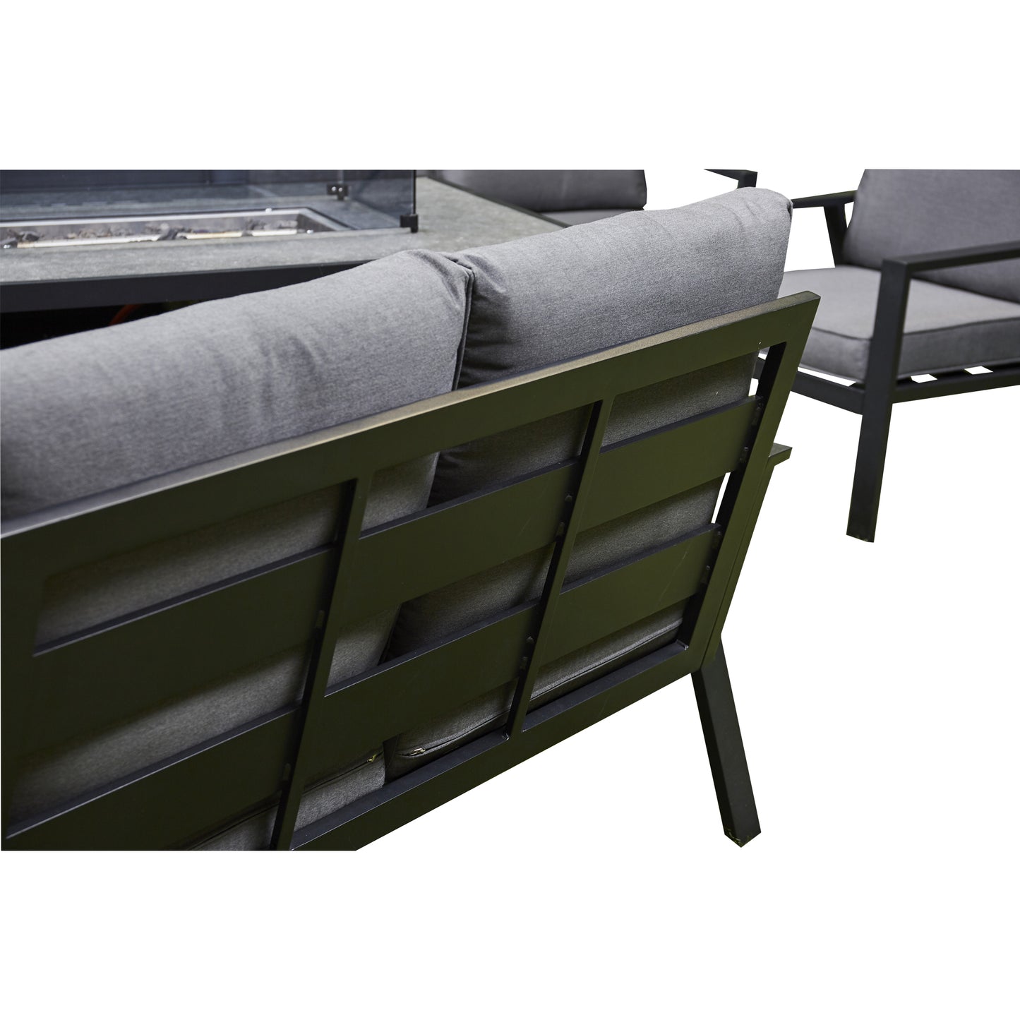 Sotogrande Aluminium Sofa Dining Set with Fire Pit - Grey