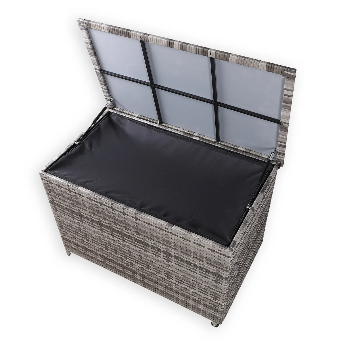 Grey Rattan Garden Storage Box 480L Cushion Box