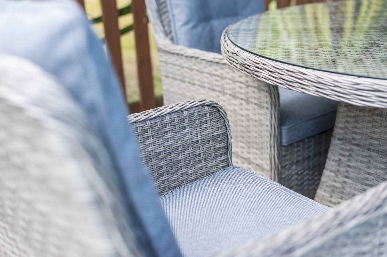 Katie Blake Milan 4 Rattan Garden Dining Chairs & Round Table Set