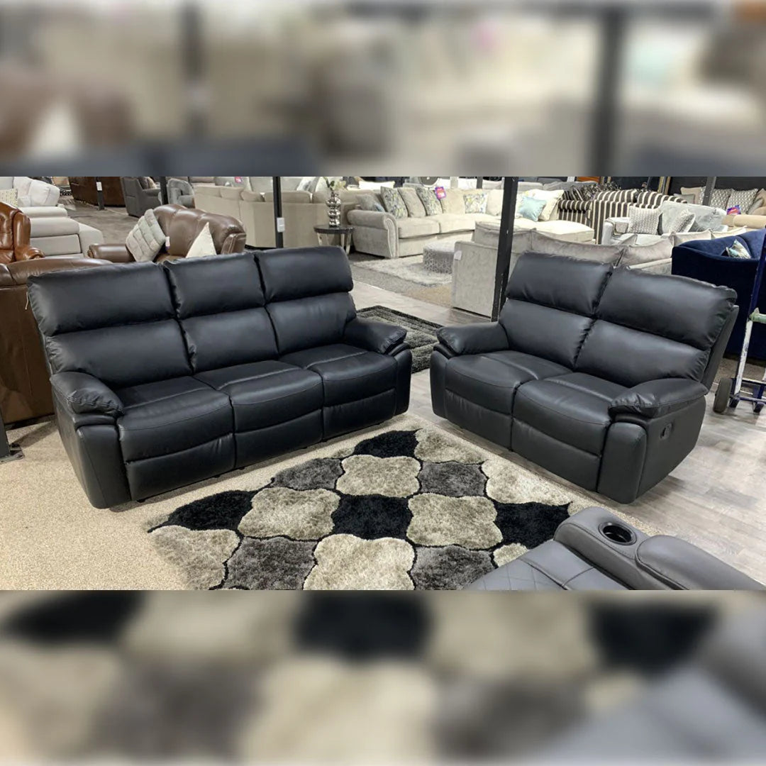 Entertainment 3+2 Valencia sofa set Black Leather