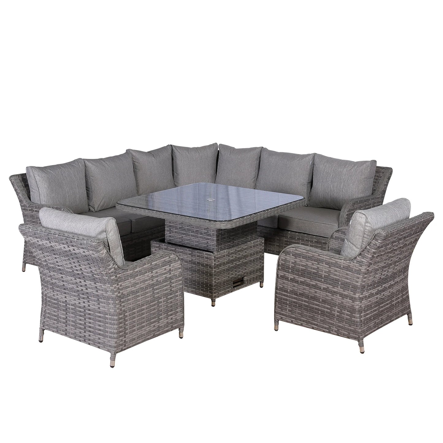 Sicily Aluminium Round Corner set with 2 Chairs