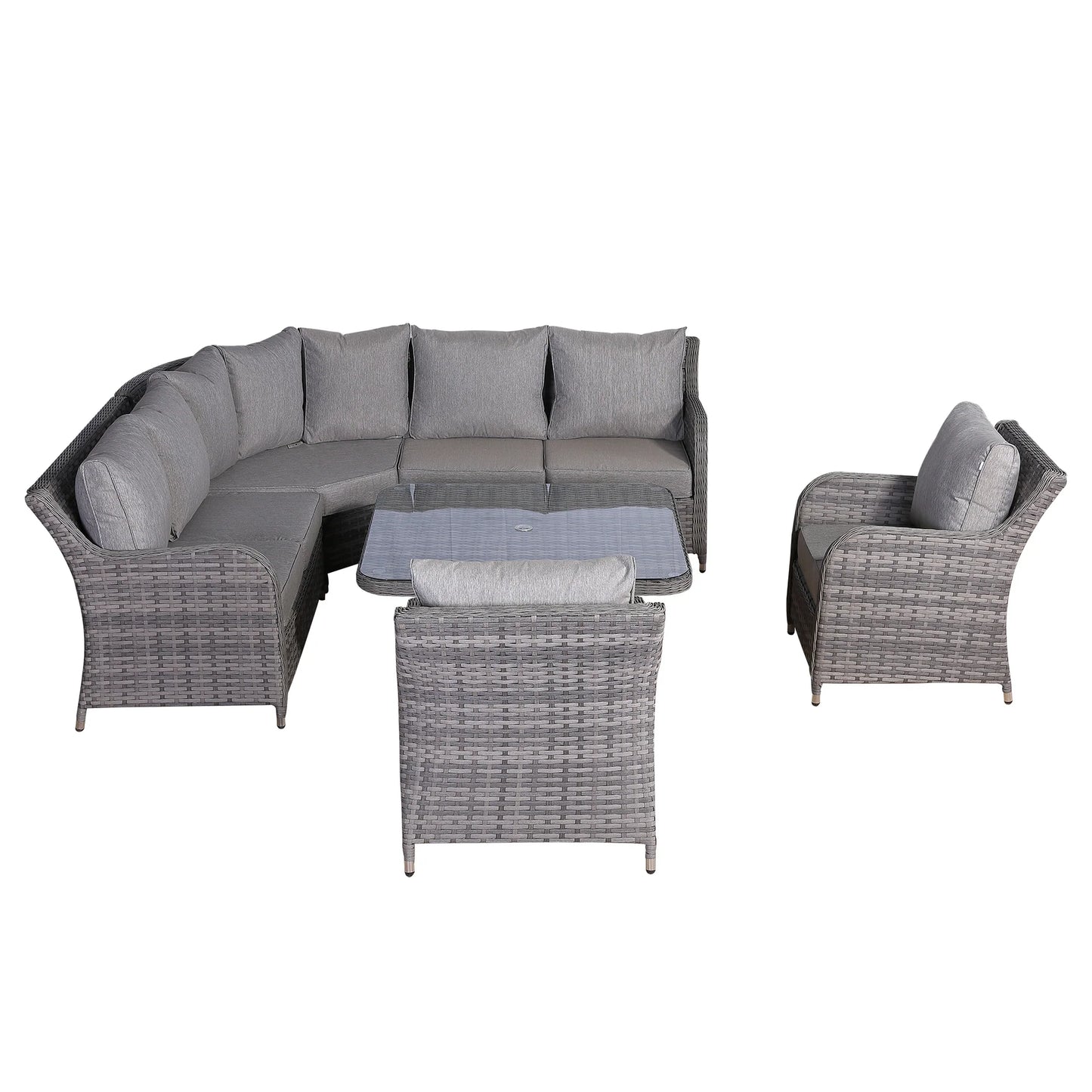 Sicily Aluminium Round Corner set with 2 Chairs