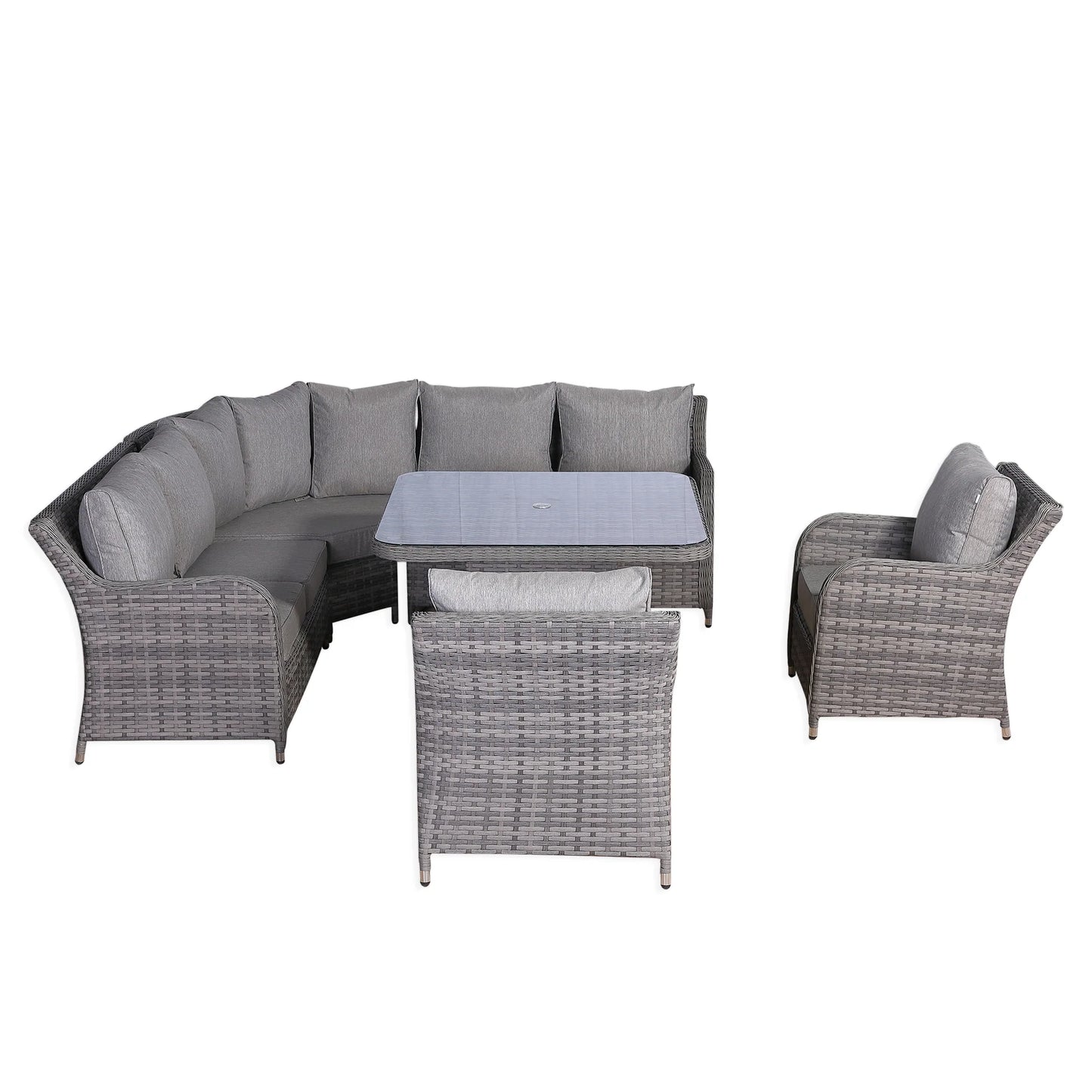 Sicily Aluminium Round Corner set with 2 Chairs