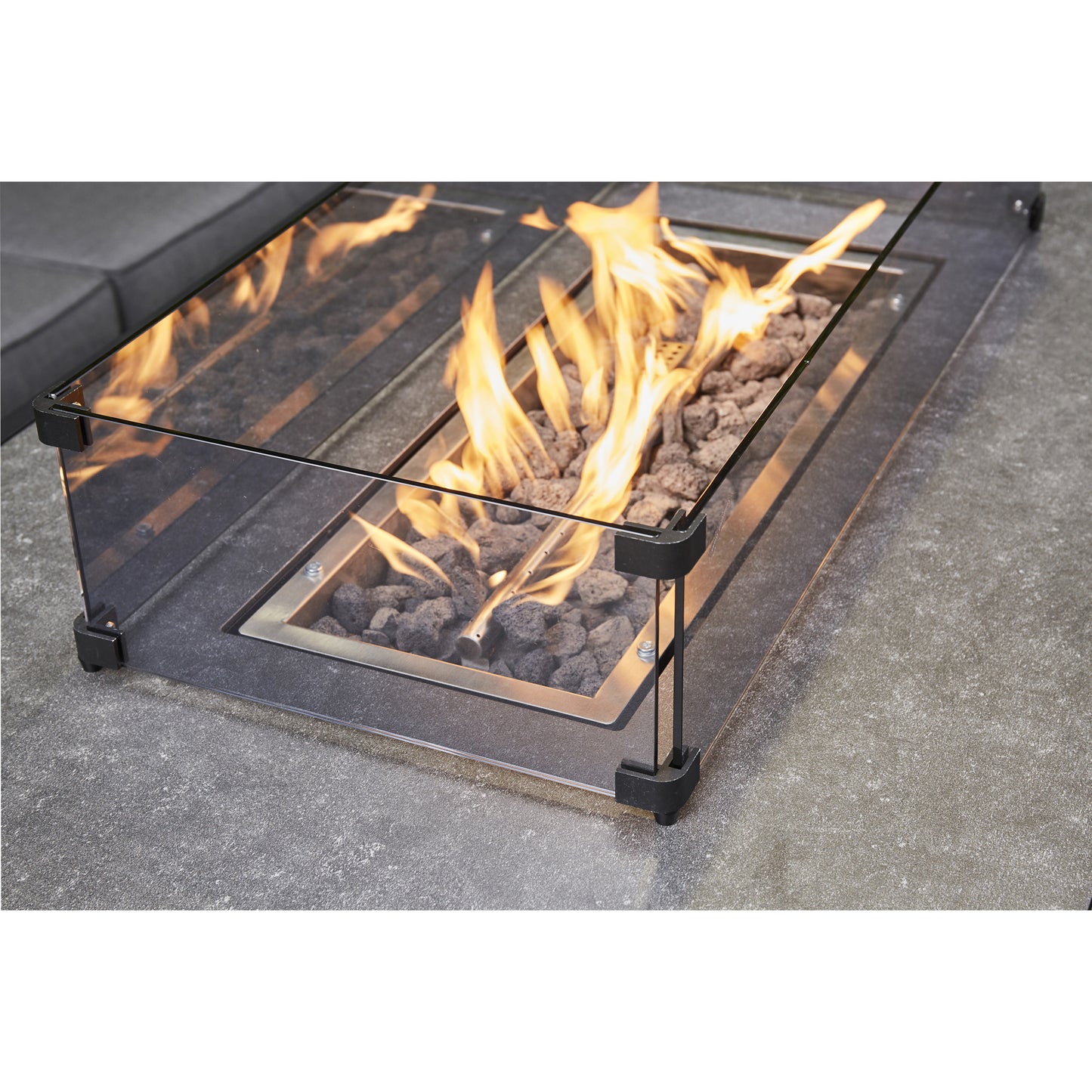 Sotogrande Aluminium Sofa Dining Set with Fire Pit - Grey