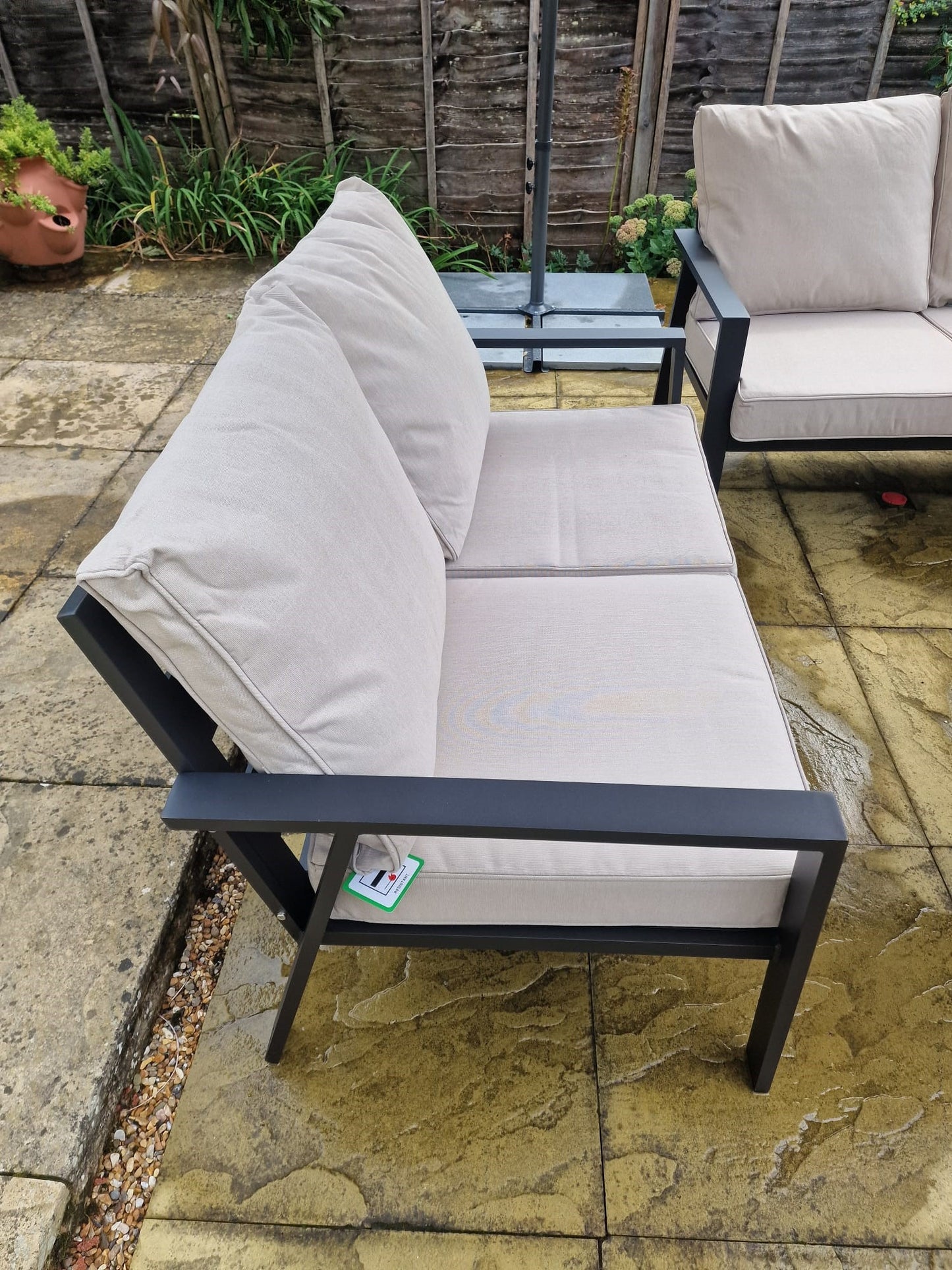 Sotogrande Aluminium Sofa Dining Set with Firepit - Beige