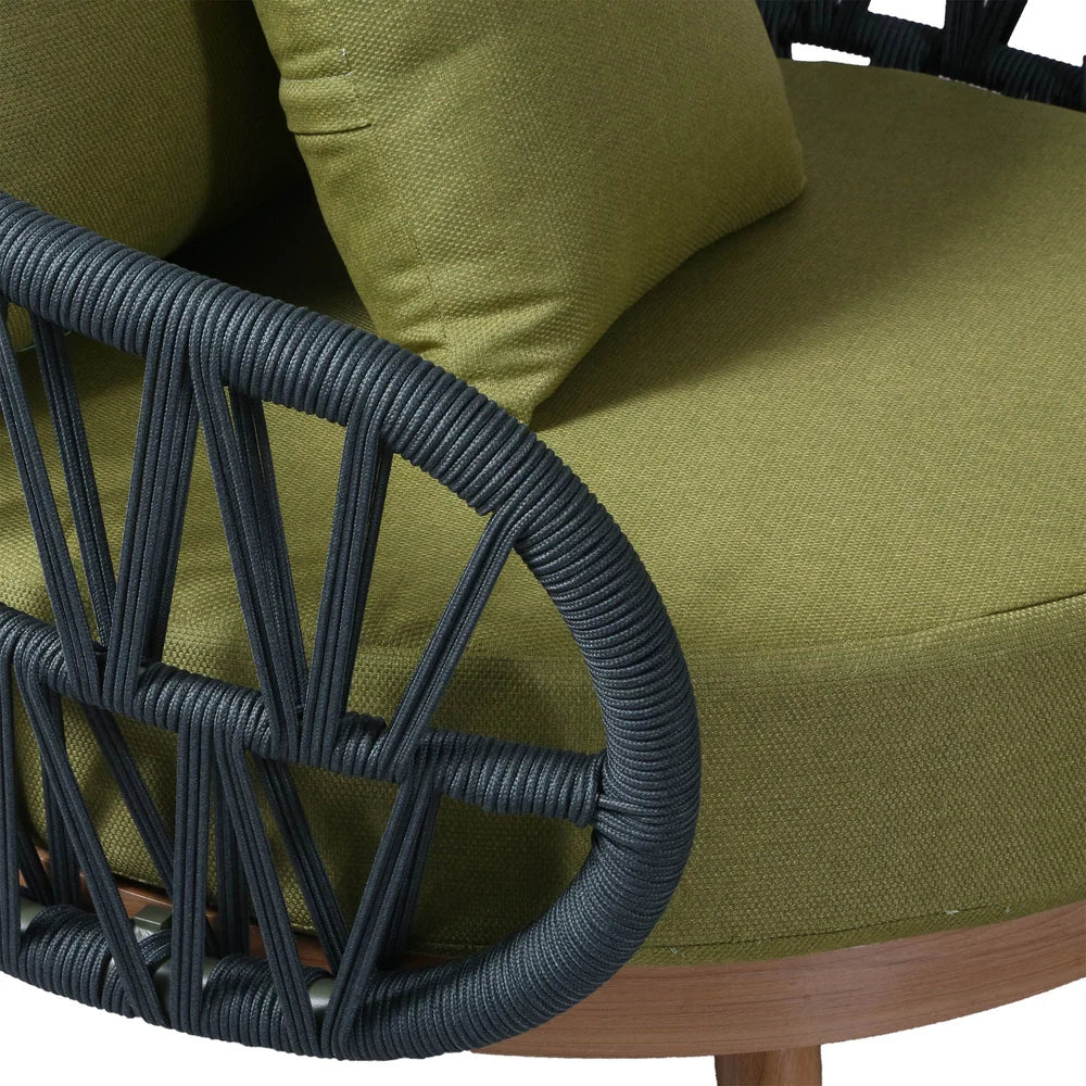 Luna Olive Green Rope Sofa Set with Green Cushions