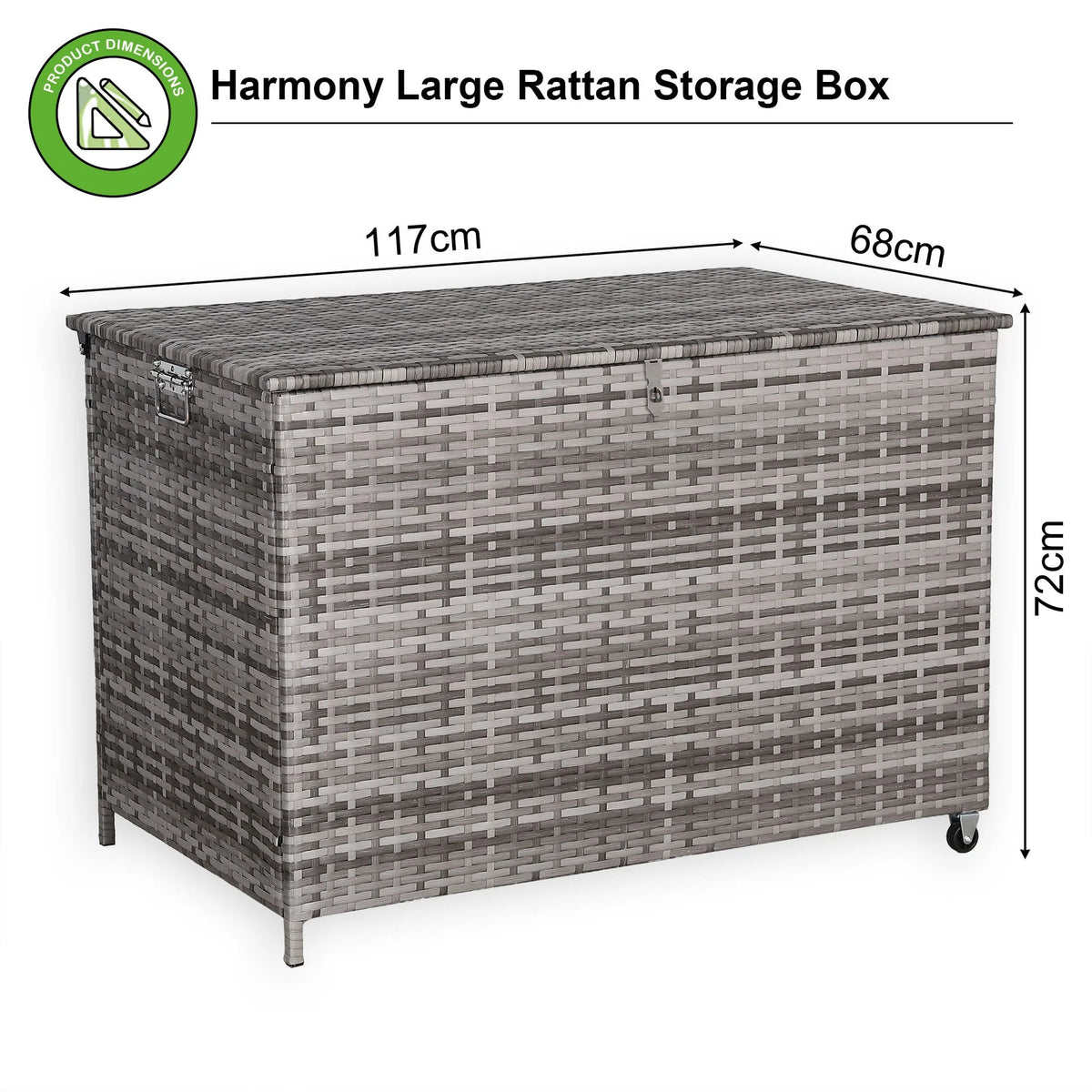 Grey Rattan Garden Storage Box 480L Cushion Box