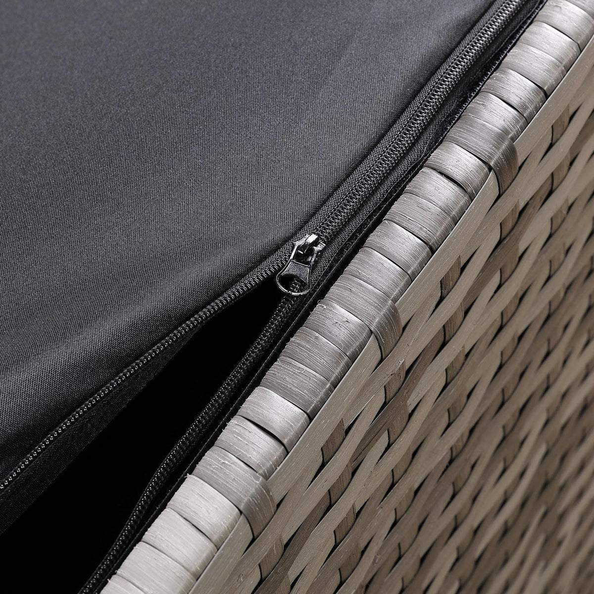 Grey Rattan Garden Storage Box 480L Cushion Box