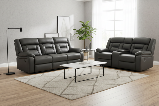 Miami leather Sofa 3+2 Grey