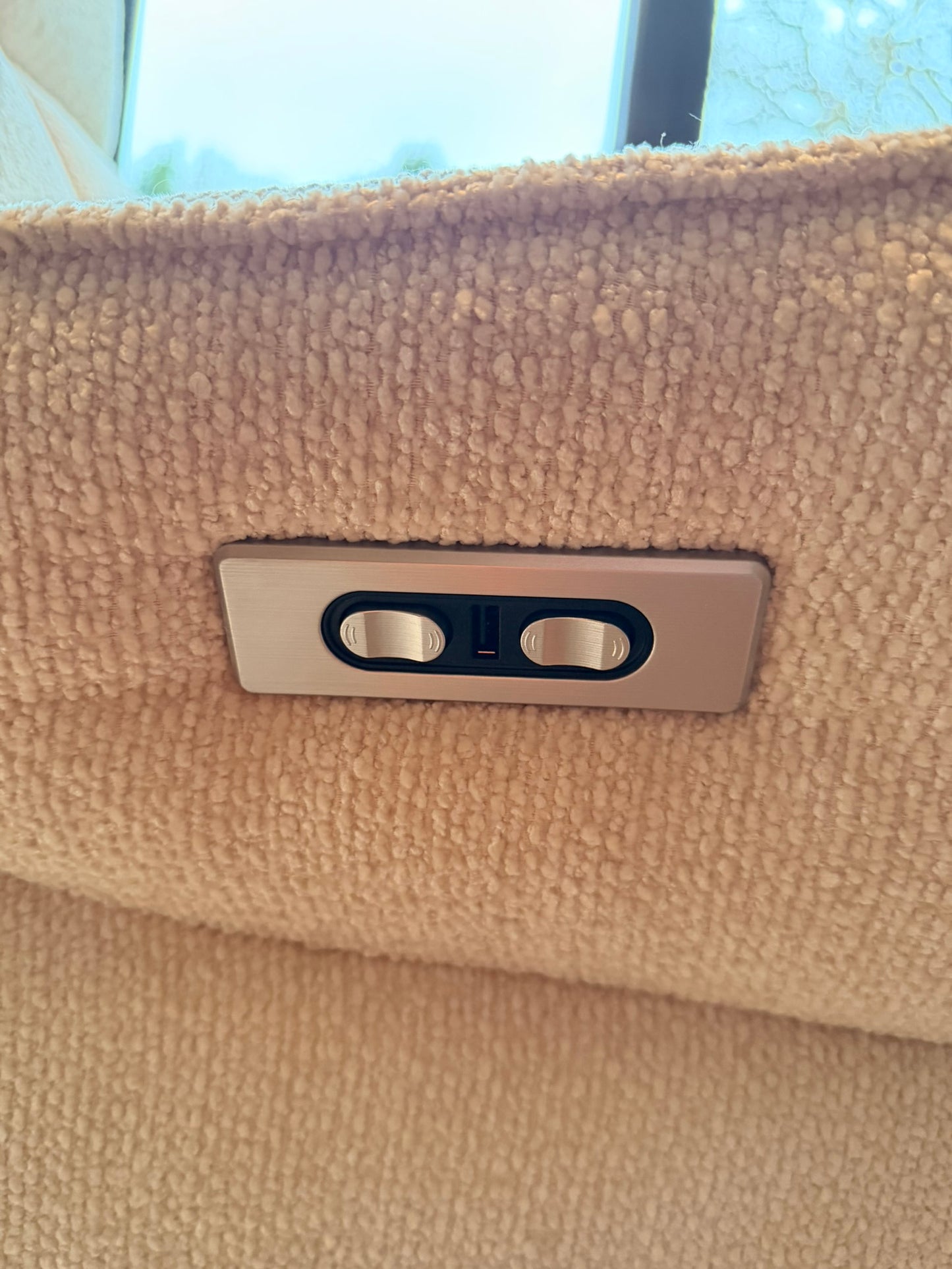 Savannah Swivel Recliner & Integrated Footstool in Vanilla fabric