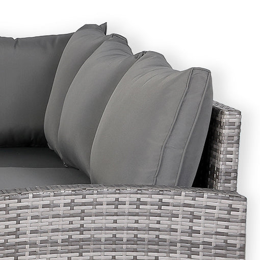 High Back Rattan Sofa & Dining Set with Table, Armchairs & Stools – Premium Grey