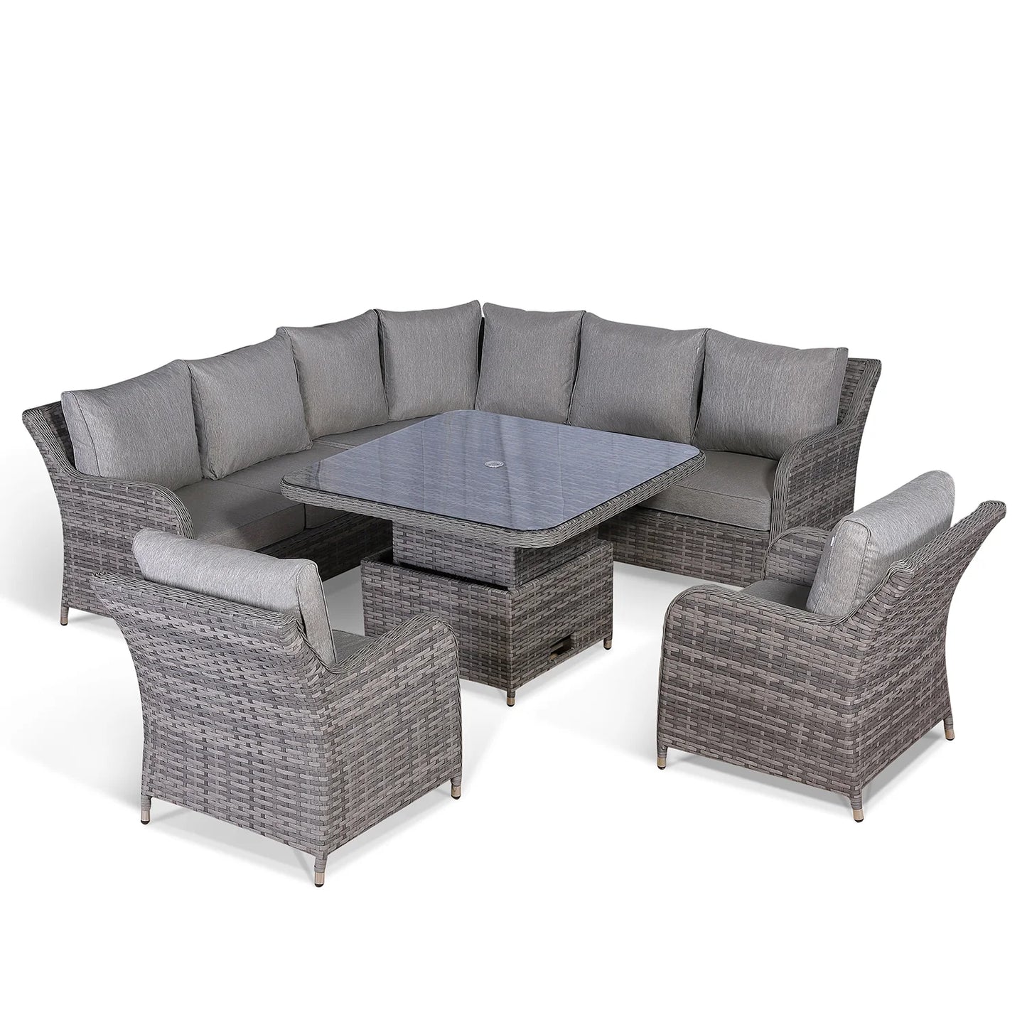 Sicily Aluminium Round Corner set with 2 Chairs