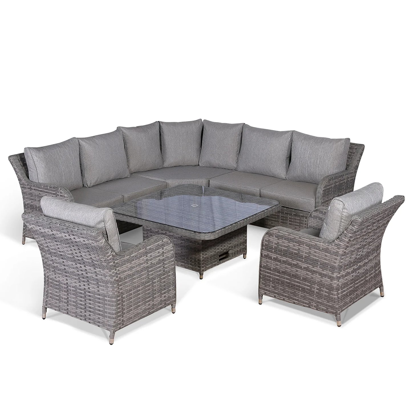 Sicily Aluminium Round Corner set with 2 Chairs