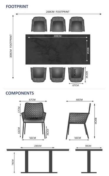 Verano Phoenix and Matrix 6 Seat Dining Set