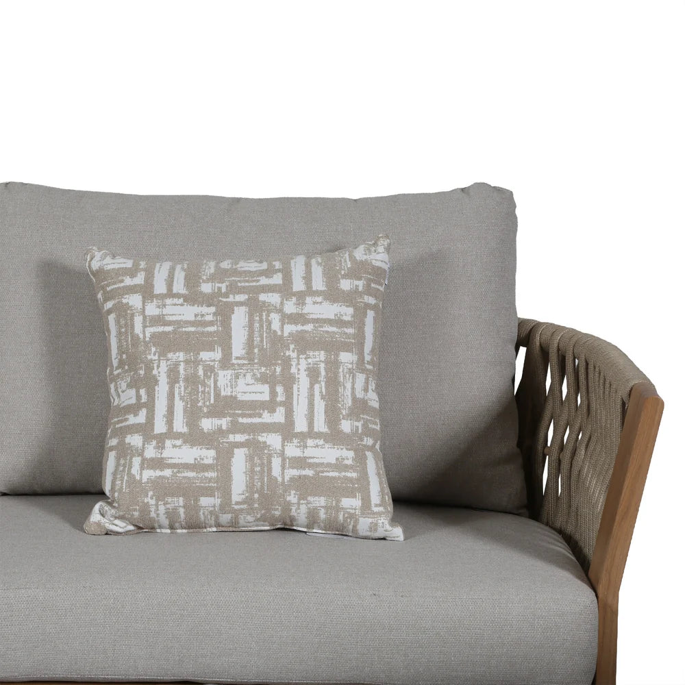 Orion Beige Rope & Wood-Effect Aluminium Frame Sofa Set