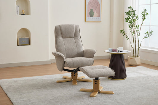 Swivel Recliner Chair and Footstool Waterford - Camel