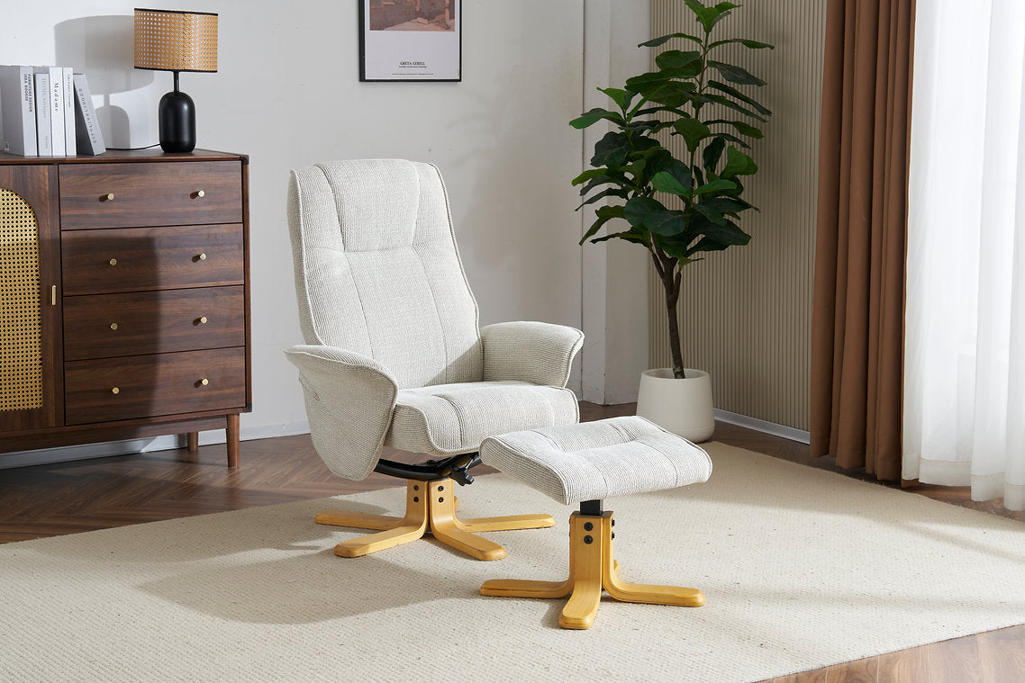 Swivel Recliner Chair and Footstool Waterford  - Marzipan