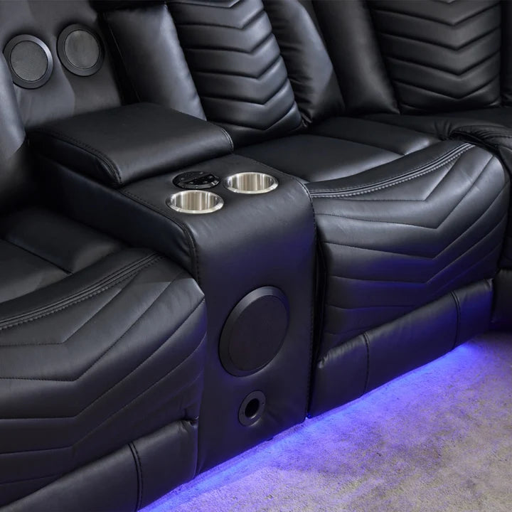 Zeus Leather Electric Recliners Corner Sofa