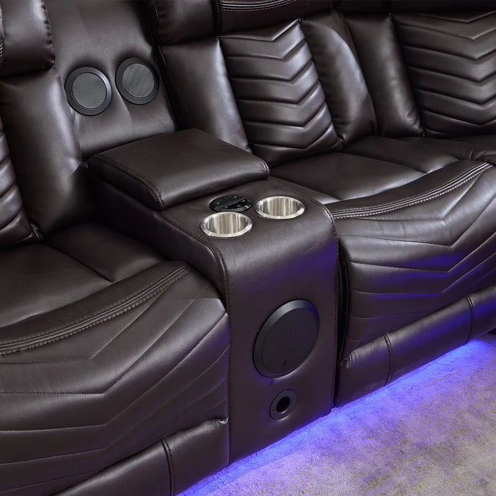 Zeus Leather Electric Recliners Corner Sofa