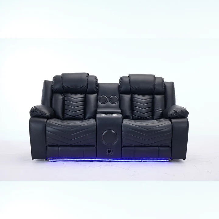 Zeus Leather Electric Recliners Sofa With Cupholders