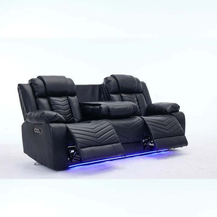 Zeus Leather Electric Recliners Sofa With Cupholders