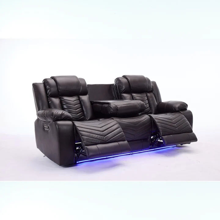Zeus Leather Electric Recliners Sofa With Cupholders
