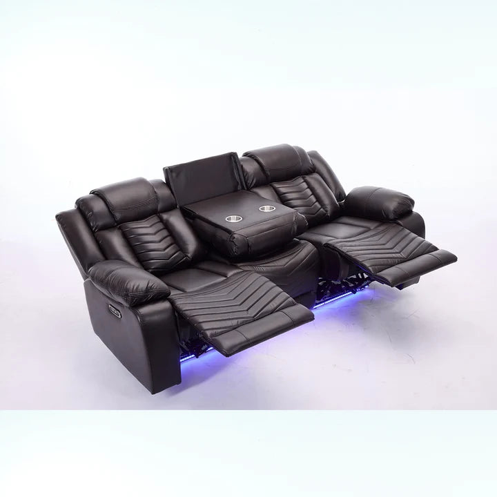 Zeus Leather Electric Recliners Sofa With Cupholders