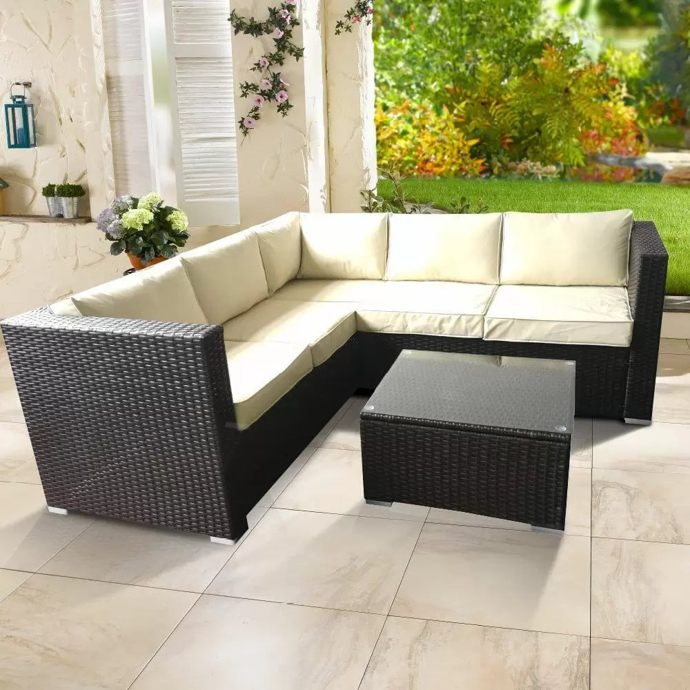 Katie Blake Charlotte rattan garden corner sofa set 5 seater