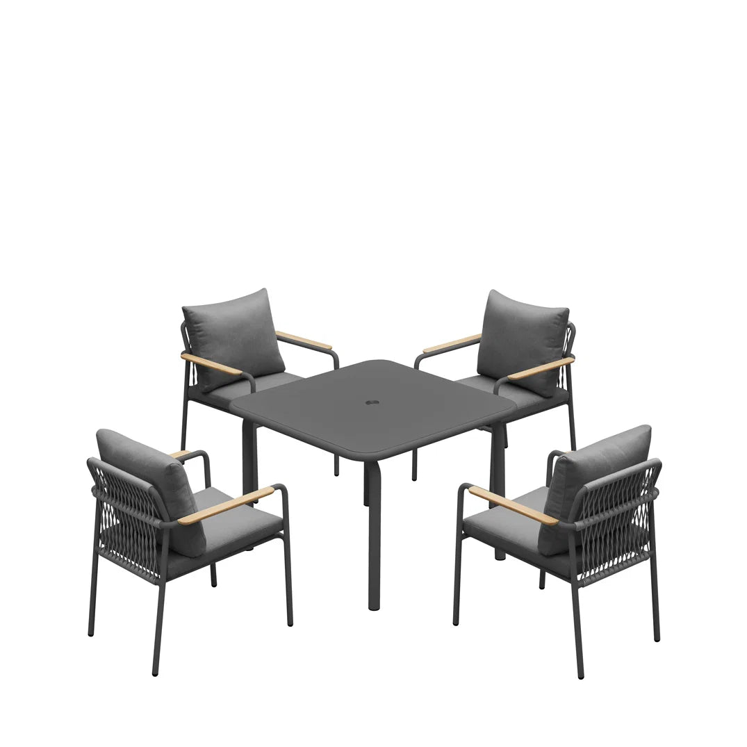 Verano Patio 4 Seat Square Dining Set with 100x100cm Table