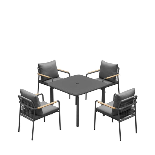 Verano Patio 4 Seat Square Dining Set with 100x100cm Table