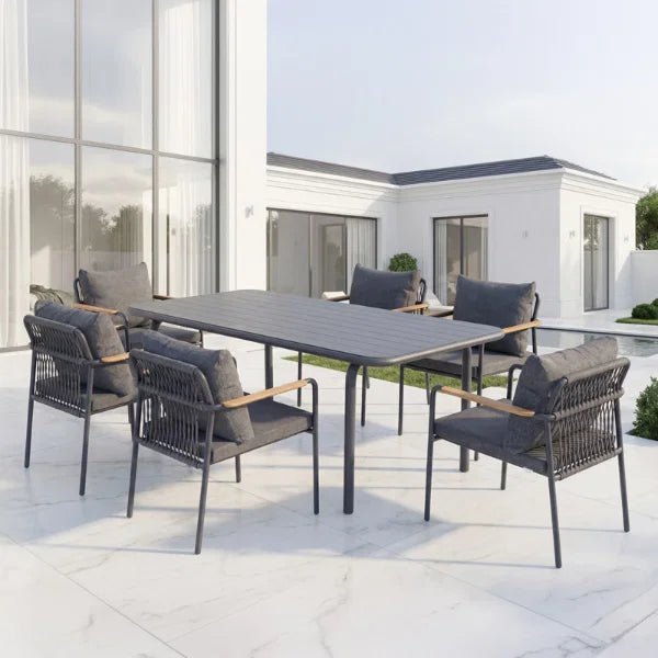 Verano Patio 6 Seat Rectangular Dining Set with 200x100cm Table